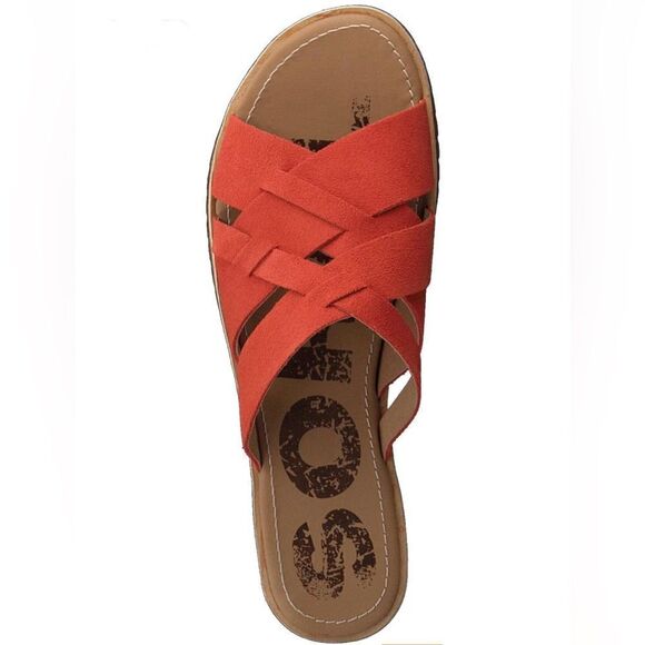Sorel ELLA Orange Woven Suede Leather Slide Sandals - Picture 2 of 13
